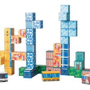 Bloques magnéticos en cubo ciudad y transporte 58 piezas